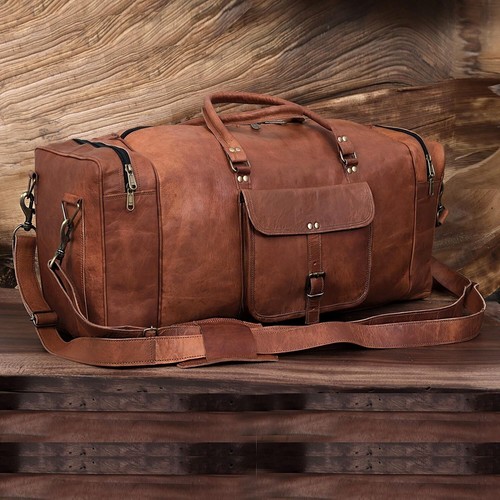 Leather bag travel luggage gym - leather,
