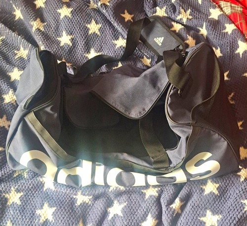 Adidas black grey logo duffle - black/grey,