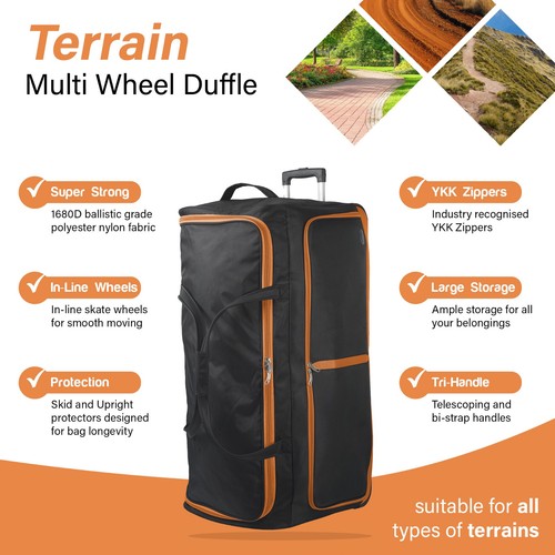 Wheeled duffle bag all - duffle, sizes